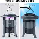 Solar Mosquito Trap Outdoor Waterproof, Rechargeable Fly Trap with Solar Panel Sensor and Lighting, Mosquito Zapper Flying Insect Bug Trap for Home, Patio, Backyard, Camping