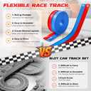 Flexible Race Track Toys for Kids, 15 Ft Flex Tracks Starter Set with Strong Suction Cups - Compatible with Hot Wheels and Diecast 1/64th Cars, Rolls up Portable Race Car Ramp Track (Blue Red)