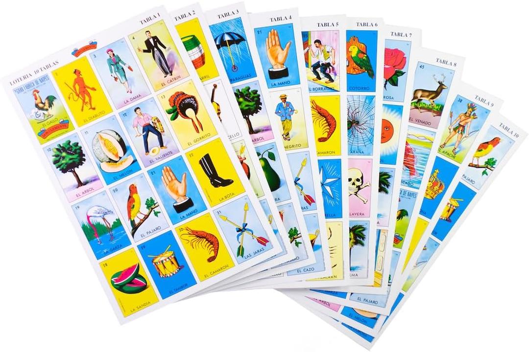 Loteria Authentic Mexican Game, Bingo Game with Colorful Illustrated Cards, Don Clemente Brand (10 Tablas (10 Boards))