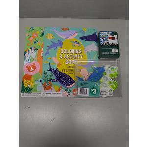 Activity/Coloring Book - Jungle Design 40 Pages2 Foil Sticker Sheets Pack of 2 + Push & Pop Bubble Fidget Sensory Toy + Hasbro Gaming Jigsaw Puzzles 8"×8"