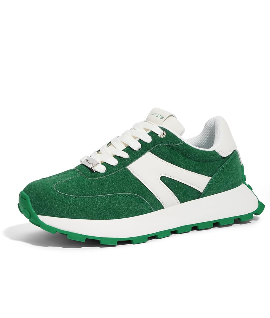 LUCKY STEP Women's Platform Fashion Sneakers Retro Classic Trainers Casual Lace-up Stylish Tennis Running Walking Shoes 11