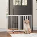 Dog Gate for Doorways, Foldable Dog Gate Indoor, Pet Gates for Doorways Bedroom, Puppy Gate with Metal Support Feet, Room Divider, 2 Panel - 37"Wide Standard, White
