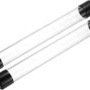 PATIKIL Clear Rigid Tube Round Plastic Tubing with Black Rubber Caps Polycarbonate Water Pipe, 305mm/ 12 Inch Length, 30mmx32mm/1.18"x1.26", 2 Set
