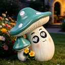 Rngmsi Mushroom Figurines Solar Lights, Mushroom Fairy Garden Statues Decor for Yard Lawn, Outdoor Garden LED Solar Figurine Decoration Gift for Housewarming Outside Use