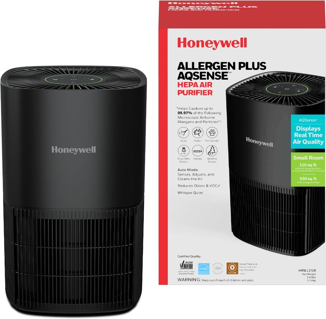 Honeywell Allergen Plus Compact HEPA Small Room Air Purifiers, Black