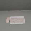 Bluetooth Keyboard and Mouse Combo Rechargeable Portable Wireless Keyboard Mouse Set for Apple iPad iPhone iOS 13 and Above Samsung Tablet Phone Smartphone Android Windows (10 inch Pink)
