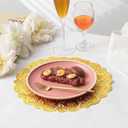 Gueevin 100 Pcs Gold Paper Placemats Disposable Lace Round Paper Placemats Decorative Disposable Placemat Doilies for Dining Wedding Table Decoration Festive Party Birthday Holiday (Gold,12 Inch)