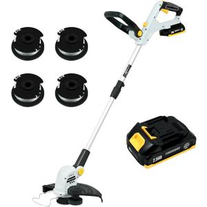 String Trimmer Cordless, PATIOX Electric Weed Wacker & Edger Battery Powered, Rechargeable Weed Whacker Cordless with Battery and Charger (2.5AH Battery)