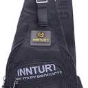 Nylon Sling Bag Small Backpack Crossbody Shoulder Bag Sling Pack (Black)