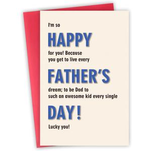 2 x Funny Fathers Day Card for Dad Stepfather Adoptive Father - Dad Greeting Cards Gift for Father's Day - Special Fathers Day Card Gifts from Daughter, Son, Stepson, Stepdaughter