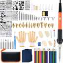 Fohil Wood Burning Kit for Adults with Gloves, 130pcs Wood Burning Pen Tool Set with Adjustable Temperature 200~450 C Switch Pyrography Pen Kit for Embossing Carving Soldering