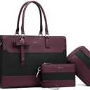 Keyli 3pcs Laptop Bag for Women 15.6 Inch Leather Work Tote Bags Professional Business Office Computer Shoulder Briefcase