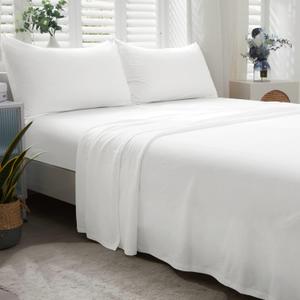 LIFETOWN 100% Jersey Knit Cotton Bed Sheet Ultra Soft T-Shirt Feel Bedding Sheet 1 Piece Flat Sheet Breathable Wrinkle-Free (Off White, King) (King(1 Flat Sheet Only))