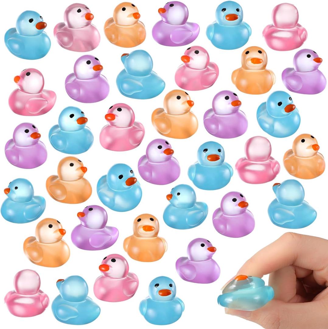 Civaner 60 Pcs Tiny Squeeze Mini Duck Stress Relief Cute Fidget for Adults Birthday Party Easter Egg Filler and Easter Basket Stuffer Gift