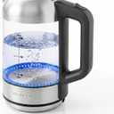 OVENTE Electric Kettle, 1.8L Glass Tea Kettle & Stainless Steel BPA-Free Cordless Electric Kettle, 1500W Fast Boil Electric Pot with Easy-Fill Lid, Auto Shut-Off & Boil Dry Protection, Silver KG751S