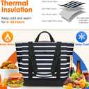 Cooler Bag Insulated, Soft Side Cooler, Reusable Grocery Bags with Zipper Closure, Thermal Leakproof Large Insulated Tote Bag for Hot/Cold Food for Grocery, Beach, Travel, Picnic