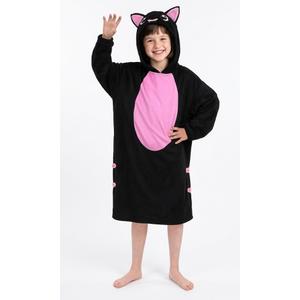 ROC PARTY Playful Animal Costume Hoodie Dress for Girls 4-10, Fun Animals Dress-Up Outfit with Hood for Halloween & Parties (Black Cat, 4-6 Years)