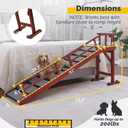 Dog Ramp for Bed or Couch, Wooden Pet Ramp with 20 Gentle Slope, Removable Side Rails, Non-Slip Surface, Top Platform & Wheels, Safe Bed Ramp for Small, Large & Senior Dogs, 74" Long, Mahogany