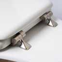 MAYFAIR 1844BNA 000 Toilet Seat with Brushed Nickel Hinges will Never Come Loose, ELONGATE, White - Brushed Nickel