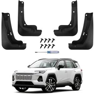 No Drill Mud Flaps for 2026-2027 Toyota RAV4,Heavy Duty Front & Rear All Weather Splash Guards Set for LE XLE Limited SE XSE Hybrid GR Sport Models,OEM-Style Textured Black Mud Guards,Not Fit Woodland