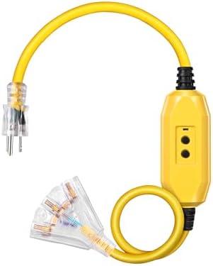 Amazon.com: DEWENWILS 3 FT Automatic GFCI Extension Cord Outdoor, 12/3 Gauge Extension Cord for Multiple Appliances, Heavy Duty Power Cable with LED Lighted 3 Prong Plug, Yellow, UL Listed : Tools & Home Improvement