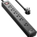 6Ft Power Strip Surge Protector - Yintar Extension Cord with 6 AC Outlets and 3 USB Ports for for Home, Office, Dorm Essentials, 1680 Joules, ETL Listed, (Black)