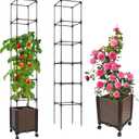 Jayhalo 71inch Planter Boxes Outdoor, 3-in-1 Planter Box with Trellis with Wheels for Growing Vegetables, 6 Layer Tomato Cage with Tomato Planters, Self Watering for Indoor Outdoor Use