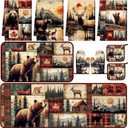 10 Pcs Farmhouse Kitchen Decor Set 4 Cabin Brown Bear Kitchen Towels 2 Forest Wild Animal Pot Holders 2 Rustic Lodge Deer Oven Mitts 2 Vintage Wildlife Rugs for Cooking Baking Mom Housewarming Gift