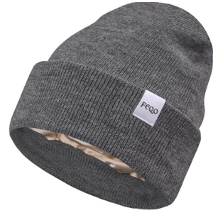 FEQO  Satin Lined Beanie Hats Soft Silk Lined Beanies Knit Warm Cuffed Hats for Women Men (Dark Grey)