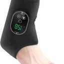 Foot Massager with Heat, Cordless Heated Ankle Massager, Ankle Heating Pad with 6 Heat Levels and 3 Vibration Modes, Heated Brace Wrap for Women Men (Black)