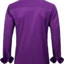BEILU Stretch Mens Slim Fit Dress Shirts Formal Long Sleeve Button Down Shirts (Purple, L)