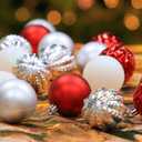 Amooca 45pc 2.36'' Christmas Ball Ornaments Xmas Tree Hanging Decoration for Festival Party Home Holiday Wedding Decors Shatterproof Plastic Balls Red & Silver & White