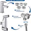 Sink Sprayer Hose Attachment for Faucet, Faucet Head Replacement with 5 Adapters, 59" Hose and Holder - for Feminine Hygiene, Baby Diaper Cleaning & Pet Bathing