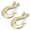 NINGWAAN 2 PCS 1/2 Inch Clevis Grab Hook, Forged Steel G70 Clevis Grab Hook with Safety Latch, Heavy Duty Latch Transport Safety Chain Hooks for Trailer Truck Towing Winch Hook, WLL 18,000 Lbs