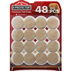 Best Felt Furniture Pads X-PROTECTOR - 48 Premium Chair Felt Pads Floor Protector for Furniture Feet Wood Hardwood Floors - Protect Your Hard Floors! (Beige)
