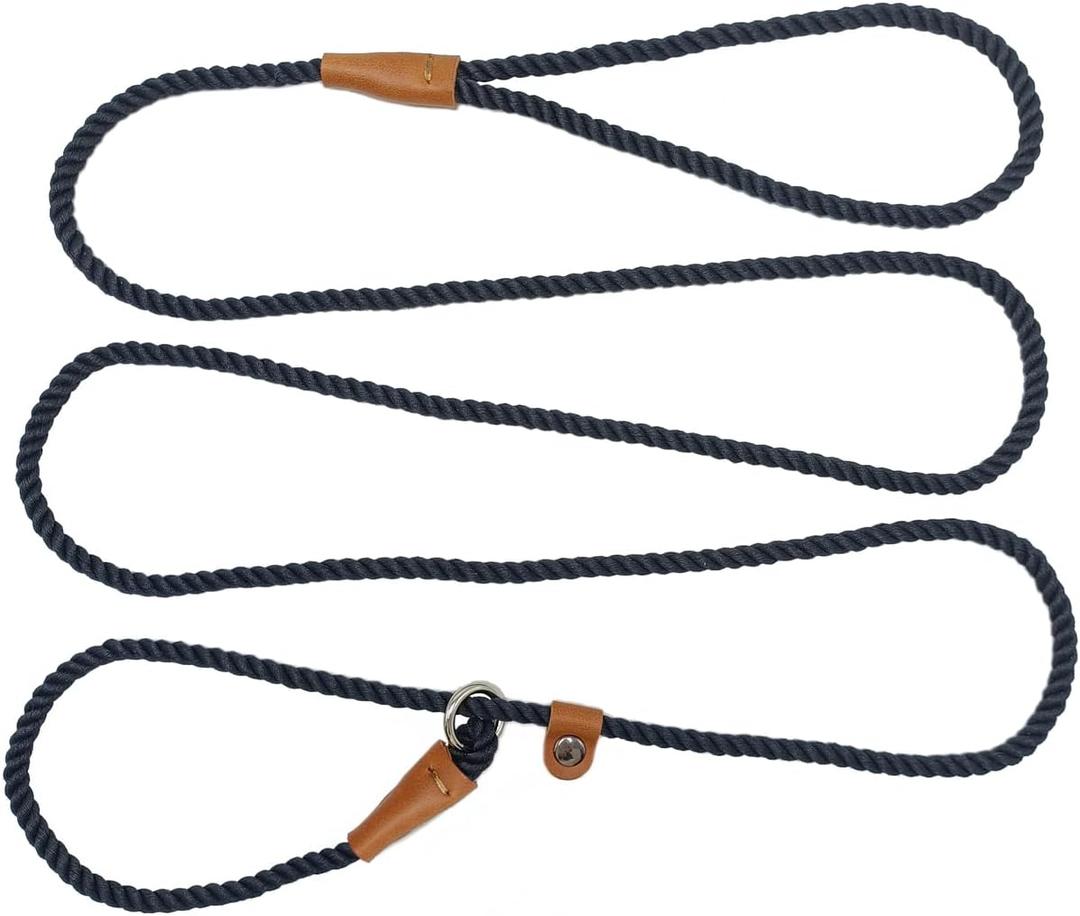 6ft Cotton Slip Lead Dog Leash for Small Dogs, 1/4" Lightweight Braided Puppy Training Leash, Super Soft Pet Leashes for S, Xs Breeds Black