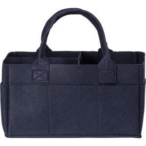 Sammy & Lou Diaper Caddy Organizer - Collapsible Tote Bag with Handles - Organizer for Diapers, Wipes & Baby Changing Supplies - Felt Storage Organizing Bin for Car, Desk, Nursery (Navy Blue) (One Size)