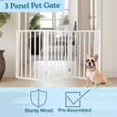 Pet Gate - 3-Panel Indoor Foldable Dog Fence for Stairs, Hallways, or Doorways - 55x24-Inch Retractable Freestanding Dog Gates by PETMAKER (White)