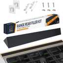 30 Slide In Range Gap Filler Kit, Slide-In Range Rear Gap Filler & Range Trim Kit, Universal Stove Gap Cover Between Stove and Wall Guard, Aluminum Cooktop Trim Kit for Whirlpool & Most Brands, Black