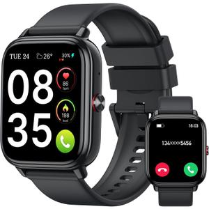 Smart Watch for Men Women (Answer/Make Calls),1.83" HD Touchscreen Fitness Tracker, 480Hrs Playtime,112+ Sports Modes,Fitness & Sleep Tracker,Health,Fitness Watch for Android/iOS,IP68 Waterproof,Black