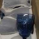 abrwyy Blue Wine Glasses set of 4, Blue Goblets, Vintage Drinking Glassware, Colored Glassware Set for Party Home Wedding Baby Shower