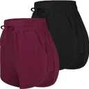 URATOT 2 Pack Cotton Yoga Short Women Summer Running Gym Sports Waistband Shorts with Pockets (XXL)