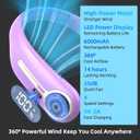 Portable Neck Fan, Personal Wearable Bladeless Fan, 6000mAh USB Rechargeable, 360 Cooling, LED Display, 4-Speeds, Hands Free Fan for Outdoor Indoor, Birthday Gifts for Men Women Dad Mom (Purple), Standard