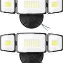 Onforu 2 Pack 75W Flood Lights Outdoor, 7000LM LED Flood Lighting Outdoor Switch Controlled, IP65 Waterproof Exterior Floodlight Fixture with 3 Adjustable Heads, 6500K Security Light for Garage Yard (Black)