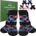 EXPAWLORER 6Pcs Anti-Slip Dog Socks to Prevent Licking Paws,Winter Snow Dog Boots & Paw Protectors, Dog Booties Traction Control on Hardwood Floor,Dog Shoes for Puppy Small Medium Large Senior Dogs (Grey) M