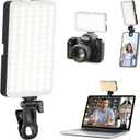 Portable Selfie Light for iPhone: 90 LED Rechargeable Phone Fill Lights, Ring Light for Camera Picture, Makeup Photo, Video Conferences, Laptop Use, Zoom Meetings, TikTok, Vlog Photography (Black)
