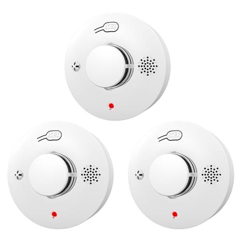 WARROXIDE Smoke Detector, Fire Alarms for Home, Battery Powered Photoelectric Smoke Alarm with Test/Mute Button (Not Include Batteries),3 PCS