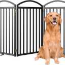 SNUOWU 3 Panels Full Matel Freestanding Dog Gates, 72" Extra Wide 36" Tall Free Standing Dog Pet Gate for Indoor & Outdoor. Foldable Pet Fences for Doorways, House, Stairs, Porch, Deck, Yard, 3 Panels72"W*36H"