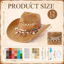 Unittype Straw Cowgirl Hat DIY Craft Bead Making Kit, Khaki, 12 Sets