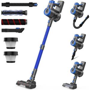 DEVOAC V90 Cordless Vacuum Cleaner, Up to 45mins Runtime, 40KPa Powerful Suction, 60dB Ultra Quiet, 6 in 1 Cordless Stick Vacuum Cleaner for Hard Floor, Carpet, Pet Hair(Blue)